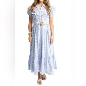 NWT Karlie French Floral Vine Belted Maxi Dress